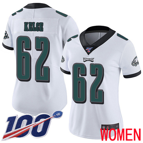 Women Philadelphia Eagles #62 Jason Kelce White Vapor Untouchable NFL Jersey Limited Player Season->youth nfl jersey->Youth Jersey